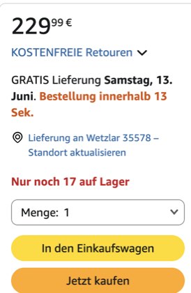 Amazon-Kaufbox: Bestellung mit Lieferung an die Adresse des Käufers