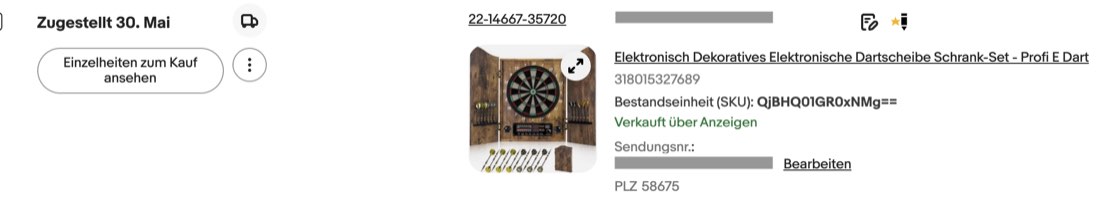 Dieselbe Dartscheibe als eBay-Angebot mit Aufschlag